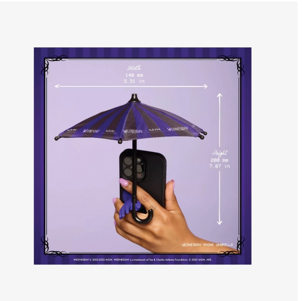NYX Limited Ed. Wednesday Purple Grip Phone Case with Umbrella Graphic - Picture 3 of 4